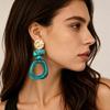 Vintage Ethnic Style Geometric Earrings: Retro Gradient Resin Patchwork Ear Studs for Women