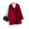 Women's Mid-Length Wool Lapel Coat - 100% Wool, Double-Faced, Loose-Fit, Autumn/Winter