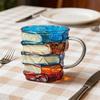 Artistic Book Stack Glass Coffee Mug Large Capacity Clear Glass Floating Effect Book Lover Gift Mug with Ergonomic Handle