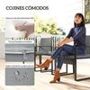Synthetic Rattan Garden Furniture Set With 2 Chairs With Removable Cushions And Table With Gray Glass Top