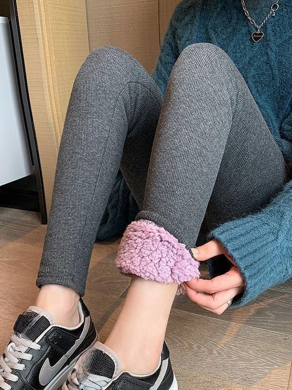 Leggings Invernali Autunnali da Donna con Velluto Plus Ispessiti Filettati Slim Caldi