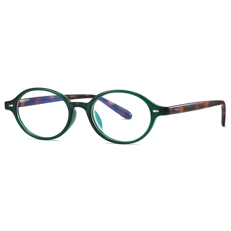 

TR90 Retro Transparent Green Elliptical Small Frame Glasses for Woman Man Optical Prescription Eyeglasses Myopia and Hyperopia Single Version&1.56&Anti Blue Ray зелений