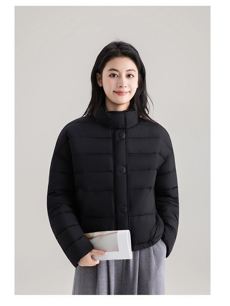 Women’s Short Quilted Stand Collar Windproof Warm Winter Jacket