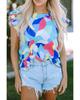 Azura Exchange Abstract Print Ruffle Sleeve Blouse