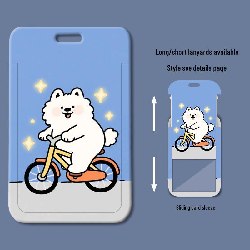 Cute Samoyed Card Holder for Student, Bus, Work ID Cards - Cartoon Style