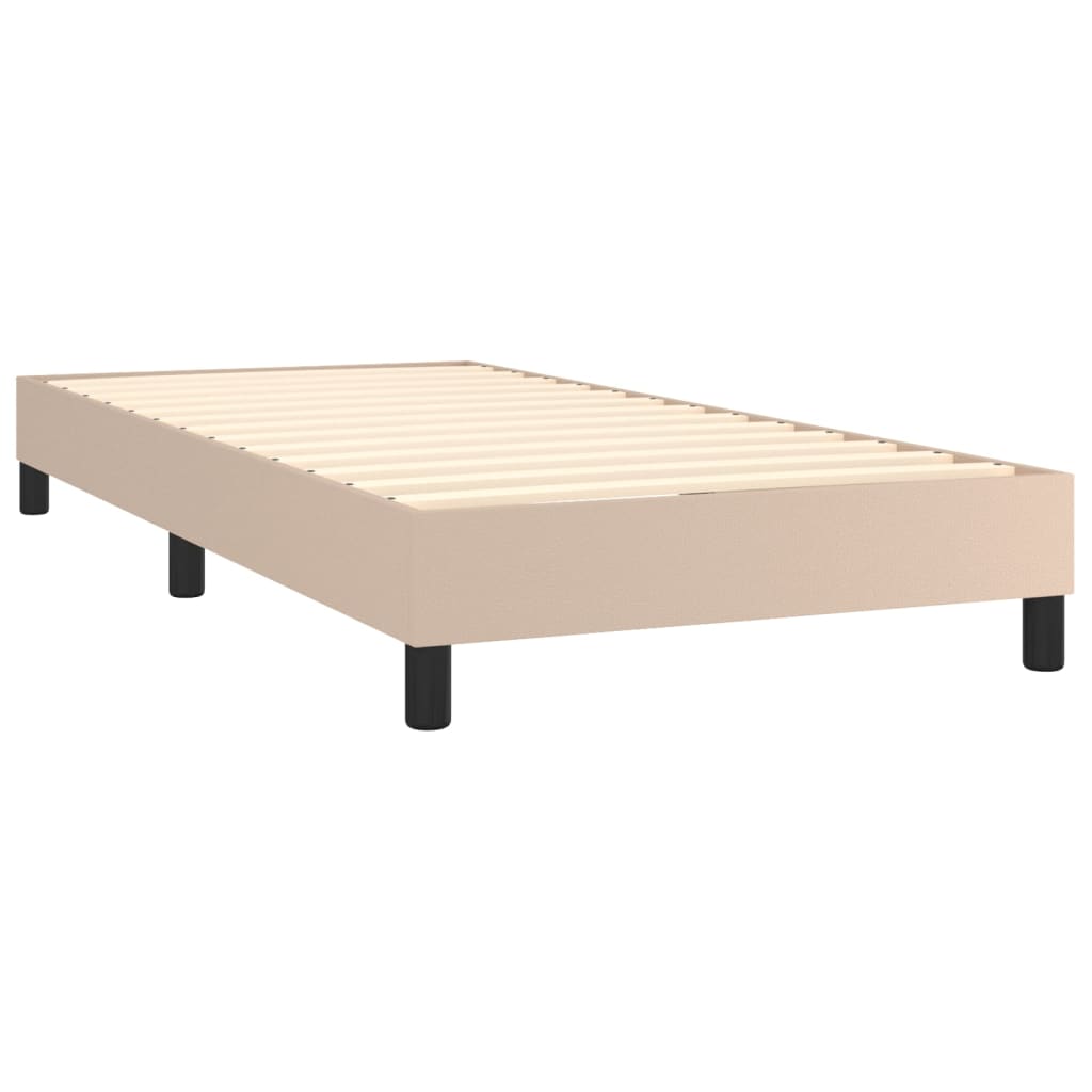 Vidaxl Łóżko Kontynentalne, Materac I Led Cappuccino Ekoskóra 90X200Cm