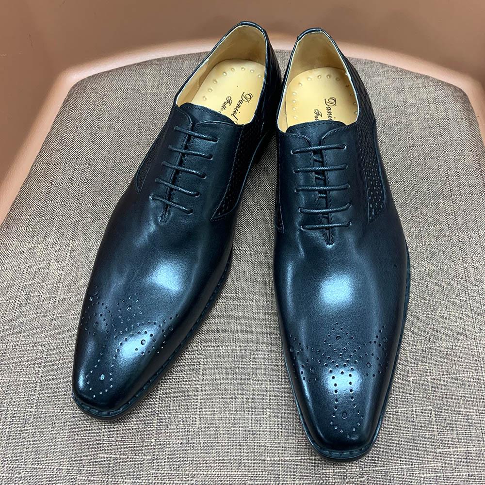 Fashion Luxury Men's Oxford Shoes Fashion Snake Skin Print Lace-Up Black/Purple Dress Leather Formal Office Wedding Shoes