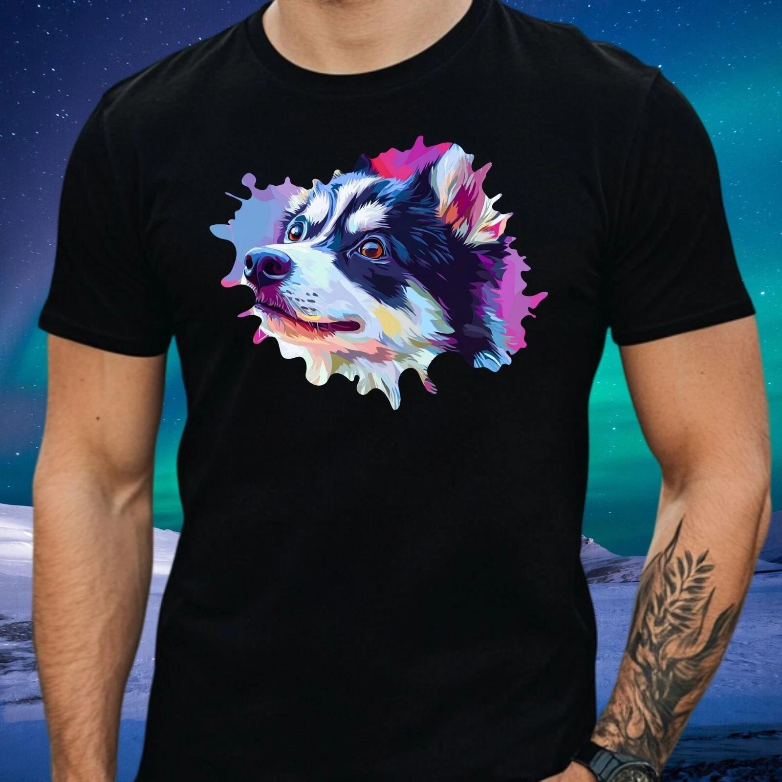 T-Shirt Herren Pomsky Hund Pop Art Motiv Baumwolle Größe S bis 5XL XL