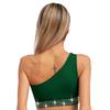Women's Lyrical Dance Crop Top S-XXL: One Shoulder Ruched Mesh Overlay Rhinestone Design for Modern Dance Performance