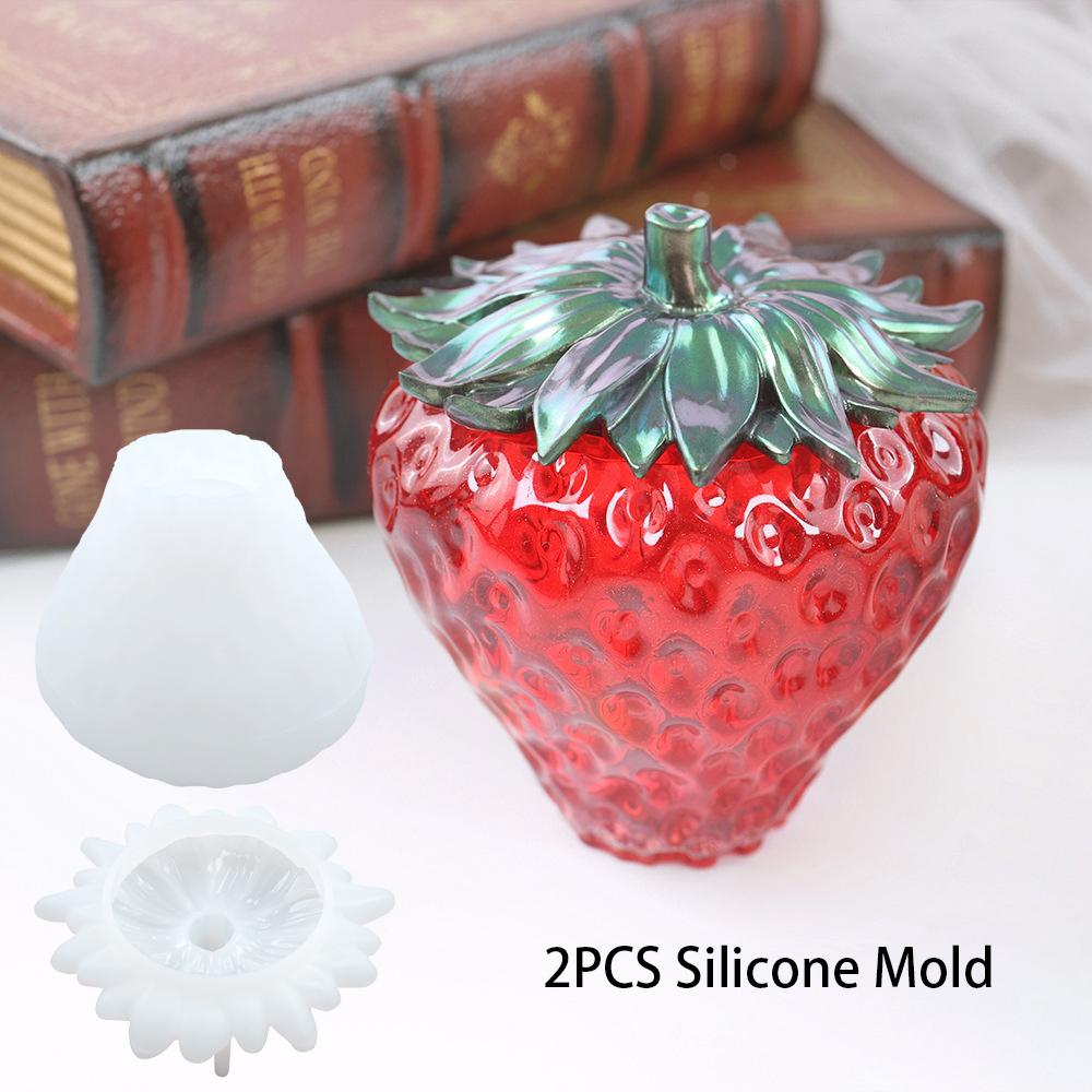 

Diy Crystal Dropper Epoxy Resin Strawberry Storage Box Fruit Storage Jar Mirror Silicone Mold