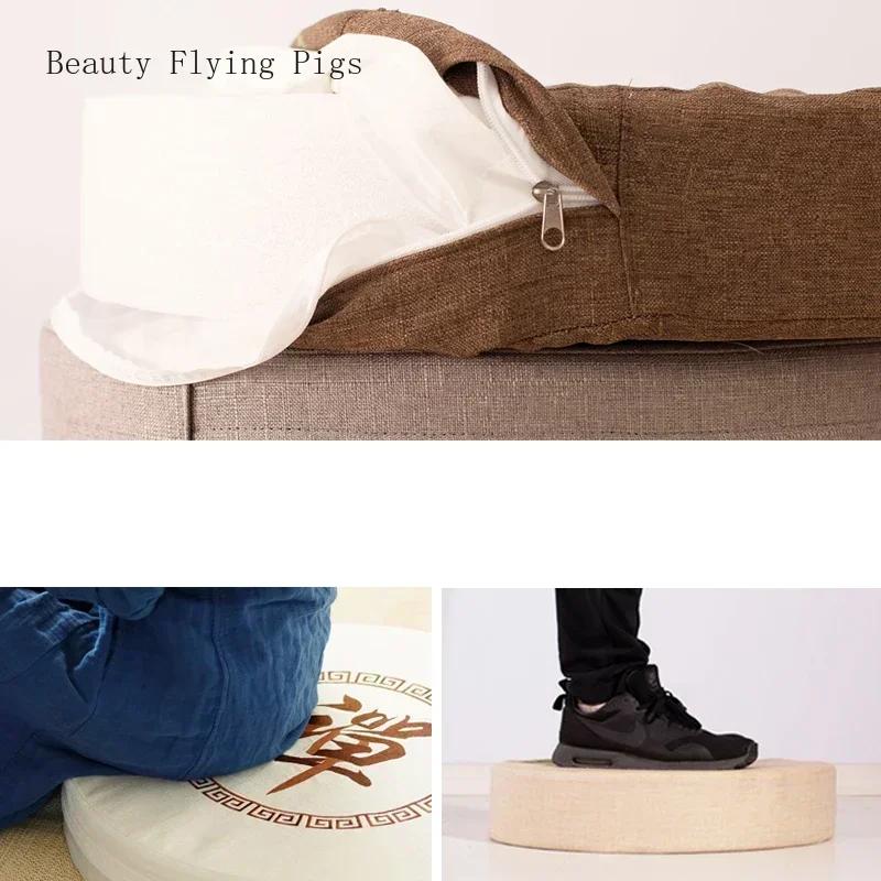 Rundes Futon-Kissen Meditationsmatte Heimtextil Baumwolle und Leinen gestickt Tatami Yogamatte Daze Meditation Anbetung Buddha-Kissen
