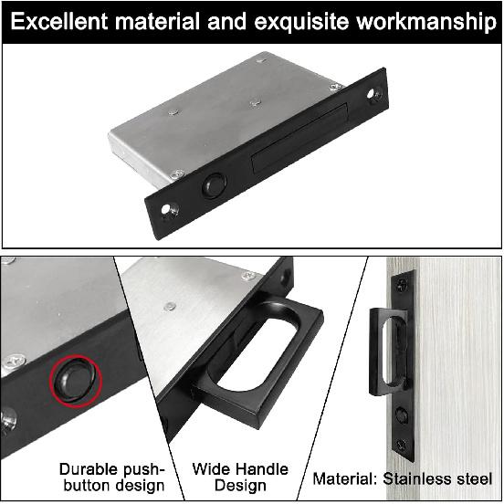 Pocket Door Edge Pull - Sliding Door Pull Handles Hardware,Pockets Hidden On The Side Pop-up Door Handles,Pull Ring Is Larger and Easier To Use Black