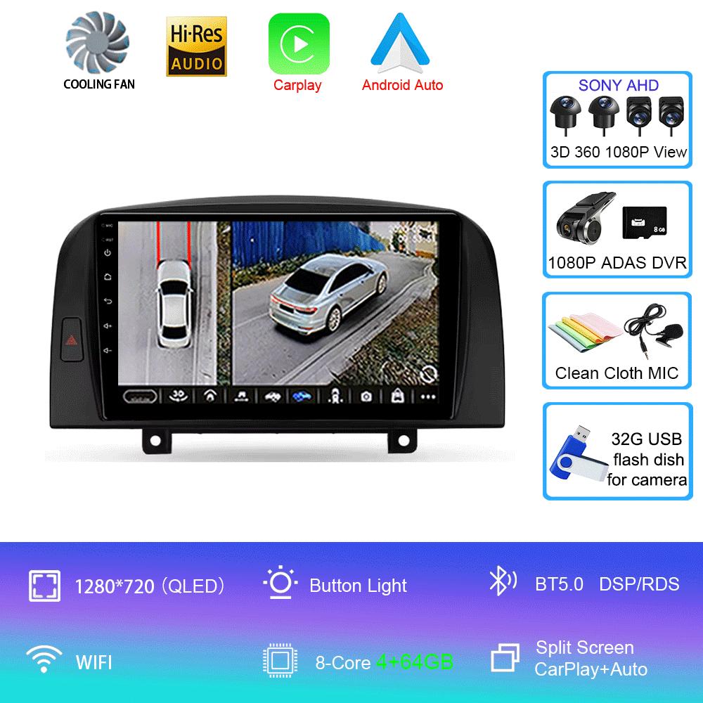 Car Radio Android 14 WIFI+4G Carplay For Hyundai SONATA NF 2004 2005 2006 2007 2008 Multimedia Player GPS Navigation DSP 2din BT