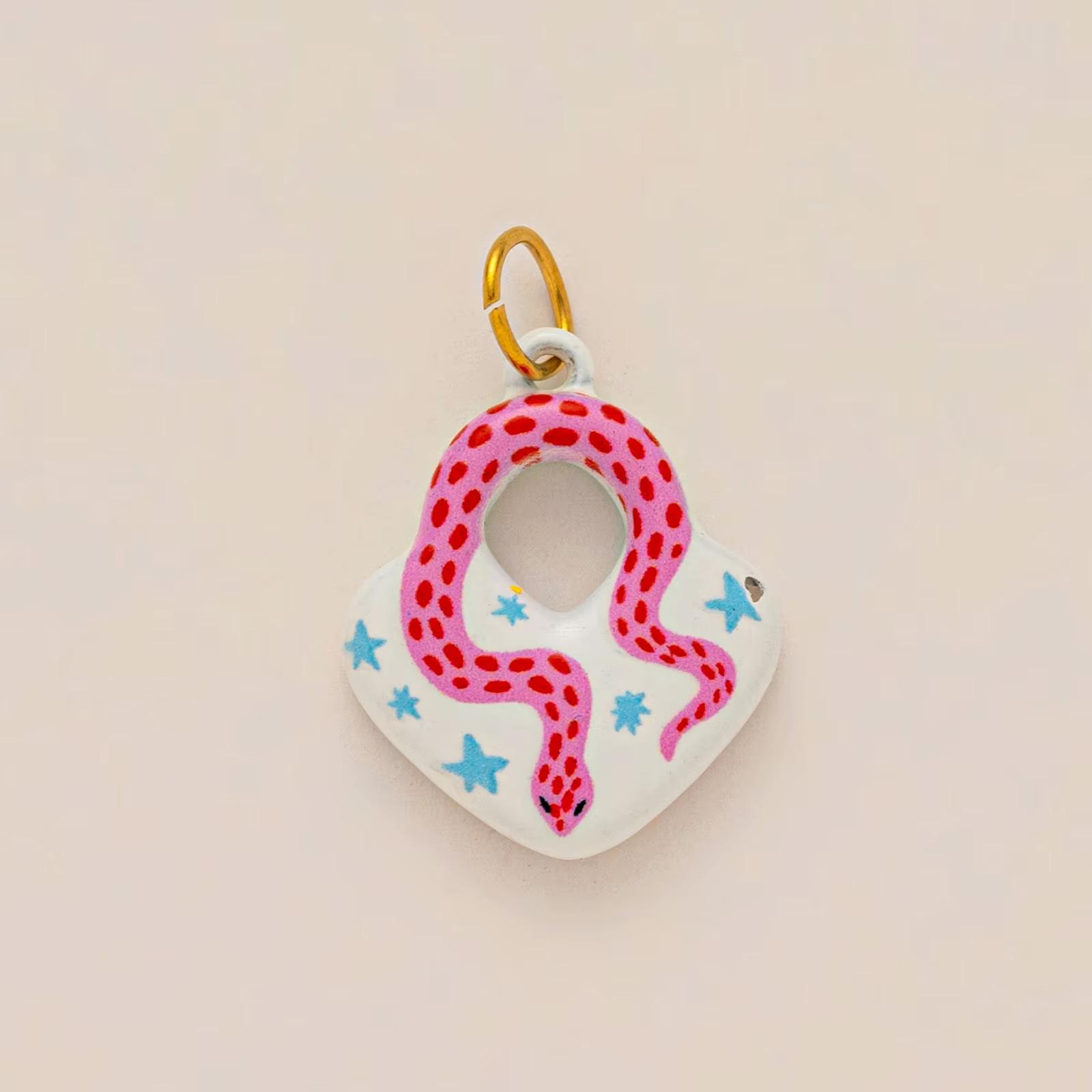 Colorful dopamine pendant necklace, heart-shaped sun, white dove, small snake, gold-plated and color preserving