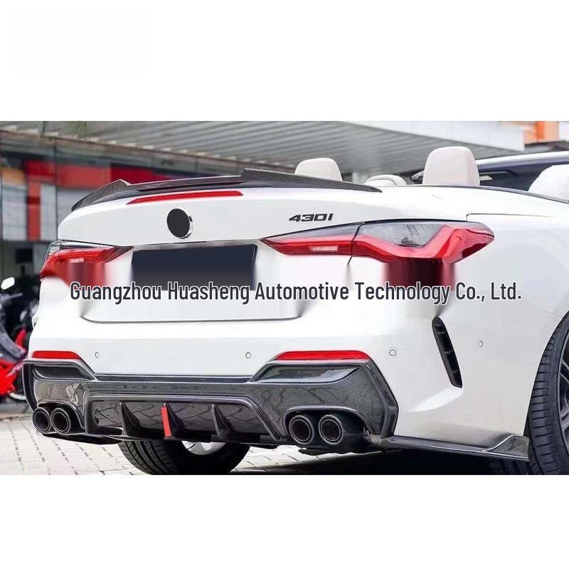 BMW 4 Series G22 Coupe Carbon Fiber Rear Spoiler with Lights & Corner Inserts - Three-Piece Design