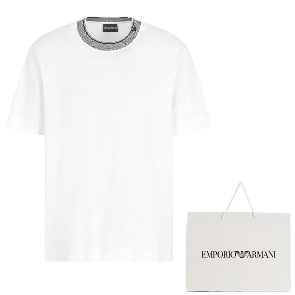 EMPORIO ARMANI Ribbed Trim Jersey T Shirt EM000853-AF12926-U0003