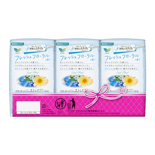 Laurier Kirei Style Panty Liners, Fresh Floral, 36 Diapers X 3 Packs