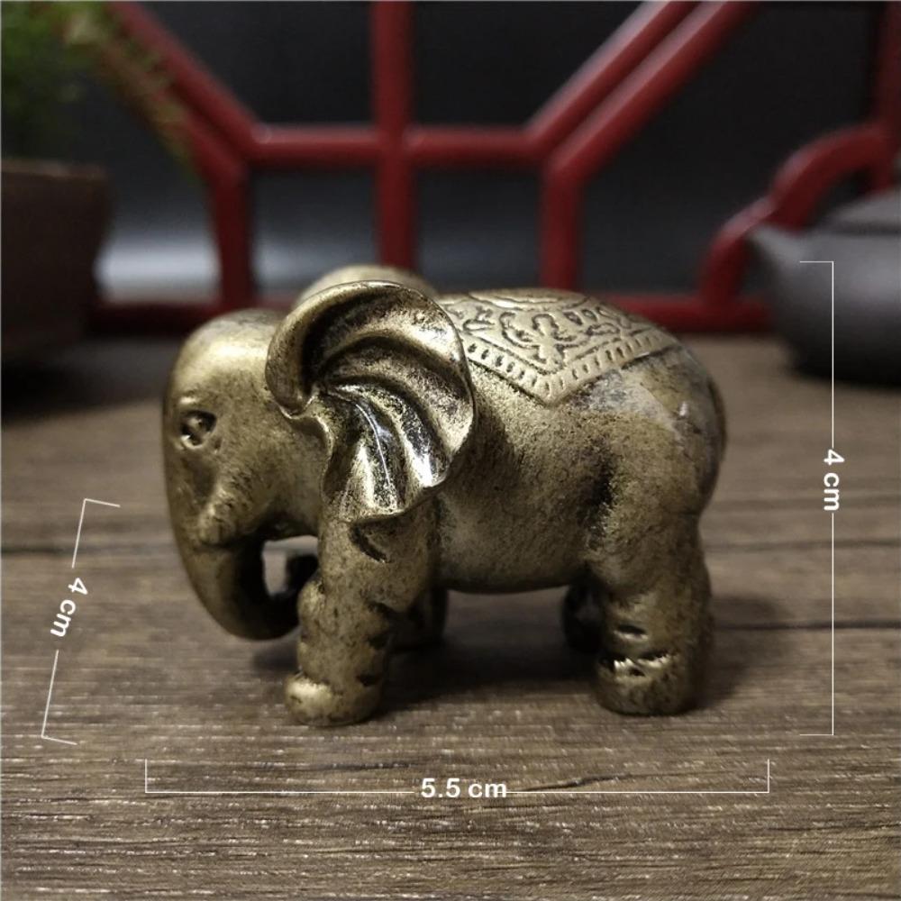 Gold Elephant Statue Sculpture Carved Craft Animal Elephant Figurines Ornament For Home Office Desktop Decoration Garden Statues