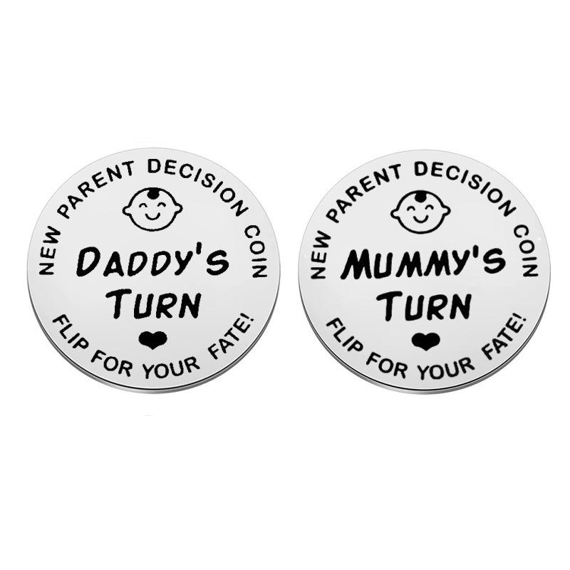 

New Baby Gift Gift Christmas Gift Children Gift Father Mother Stainless Steel Keychain for Mothers Day and Fathers Day Backpack Bag Pendant 3*3CM