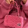 Ins Stylish Leather Hand Strap Fur Phone Case For Iphone 14 13 12 11 Pro Xs Max X Xr 7 8 Plus Winter Plush Shockproof Soft Cover