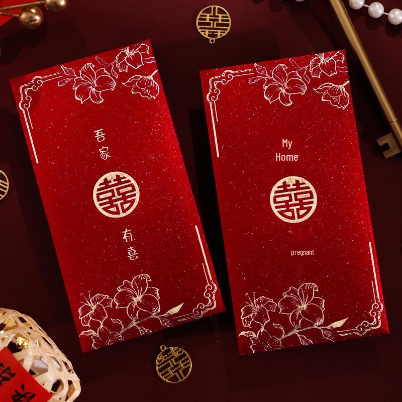 Roter Doppelglück Hochzeitsgeldumschlag für Frischvermählte