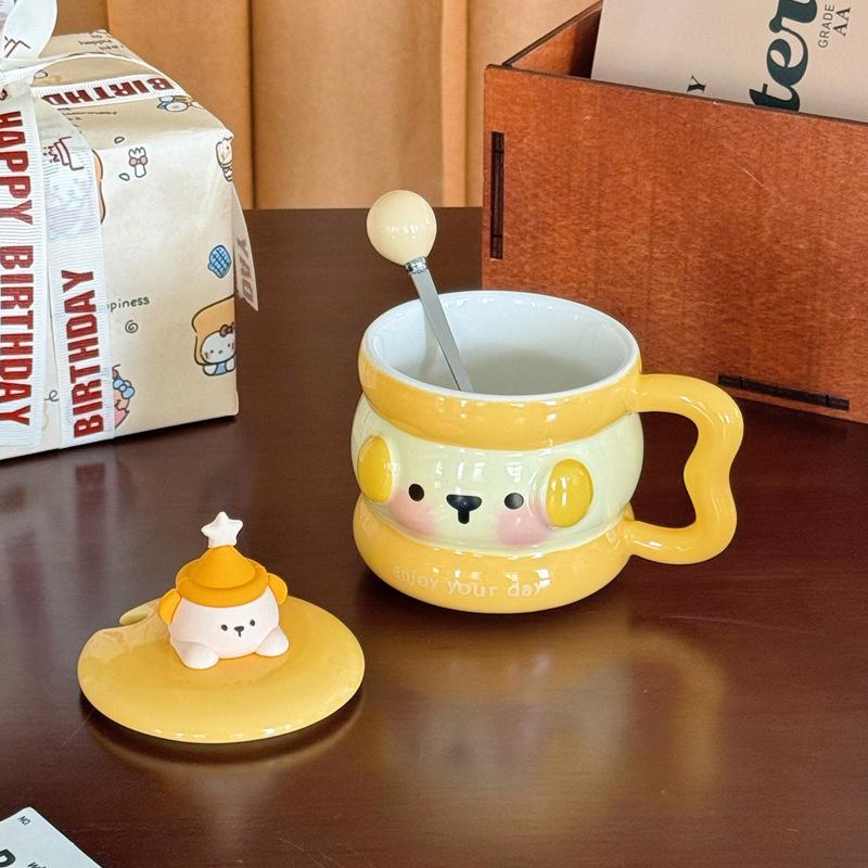 

Give girls birthday gifts ins cute cartoon bear ceramic mug girlfriend children meaningful gift box 401-500ml