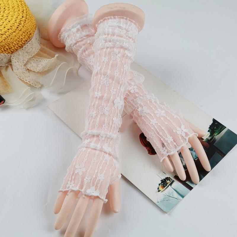 Fashion for Butterfly Decor Gloves Elastic Bridal Etiquette Long Sleeve Gloves See Through Black White Color Fishnet Glo