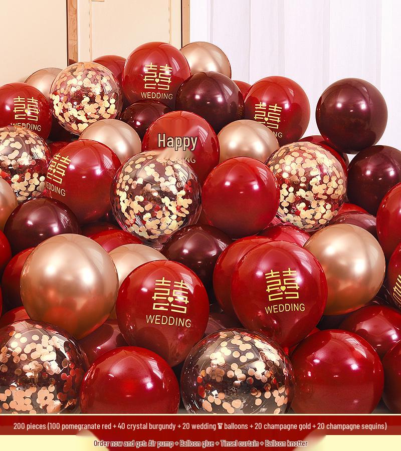 Red Wedding Balloons: Romantic Bedroom & Living Room Decor, Photo Props, Wedding Scene Setup
