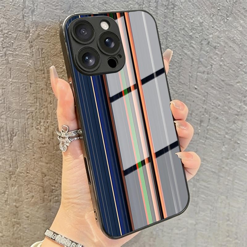 Colorful Vertical Bar Tempered Glass Phone Case for iPhone 17 Pro Max 13 12 11 Pro 16 15 14 Plus X XS XR 7 8 SE2 16E 17Air Cover