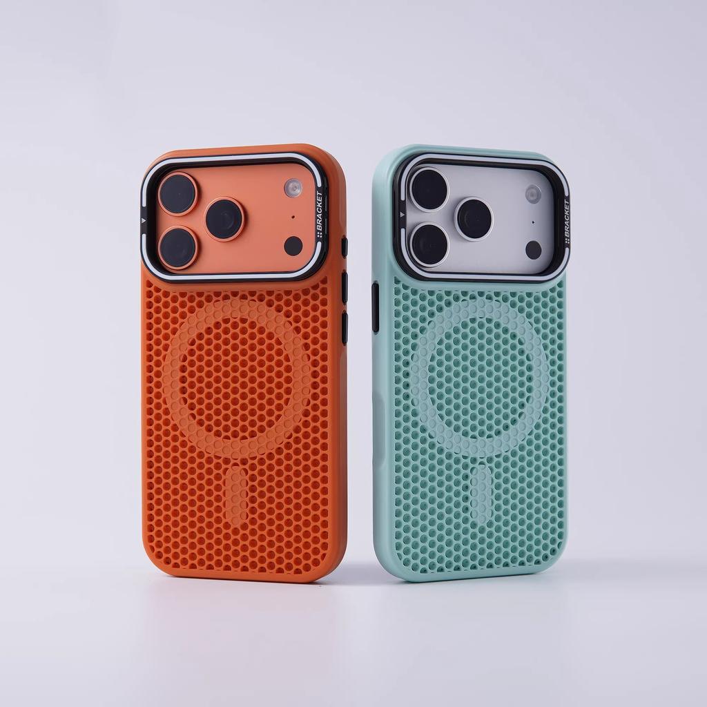 Honeycomb Grid Mesh Cooling for Magsafe Case for iPhone 17 Pro Max 16 15 13 14 12 Plus Alloy Lens Bracket Wireless Charge Cover