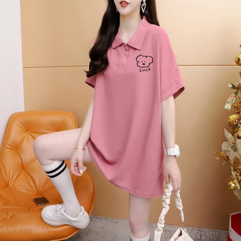 Plus Size Women's Polo Lapel Short Sleeved Loose Top