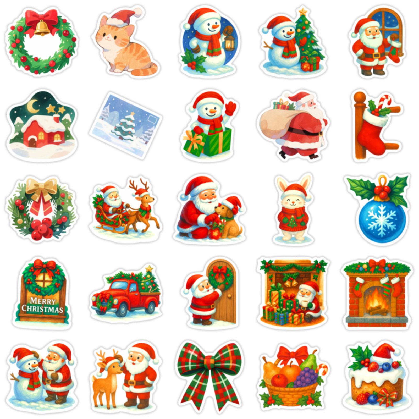 

50 Creative Christmas Gift Stickers For Kids, Notebooks, Stationery, Refrigerator Magnets, And Decorative Stickers One Size