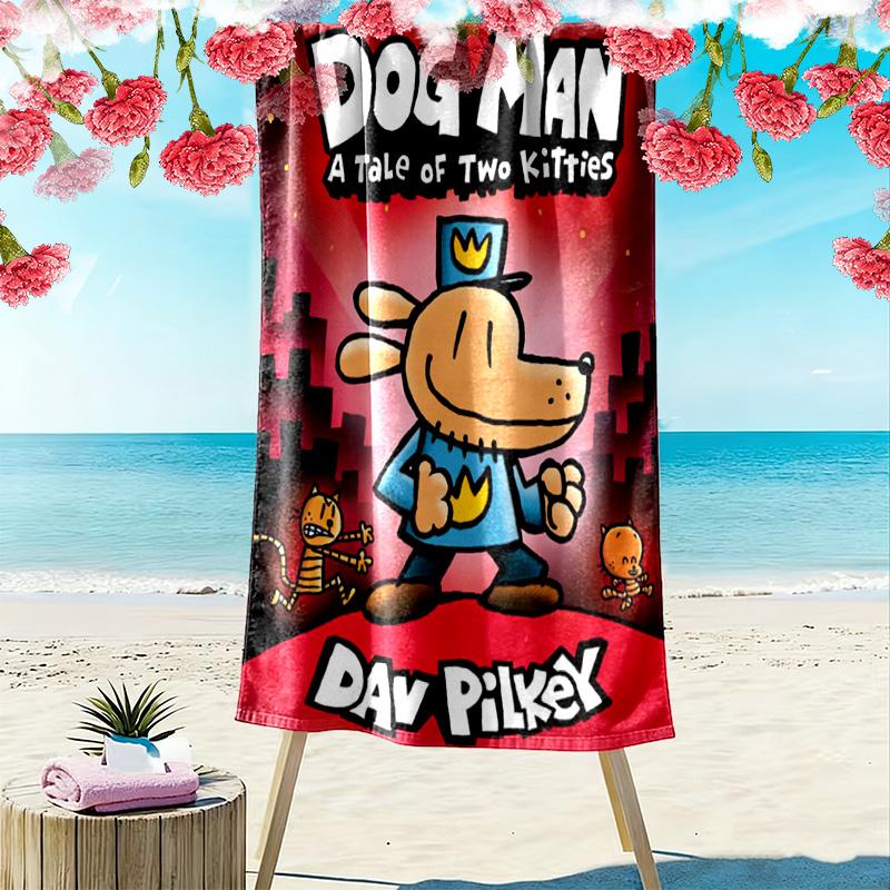Red dog cartoon 2D Flat Print Beach Towel, Large Soft Quick Dry Towel for Beach Camping SwimmingZSTJ0915193