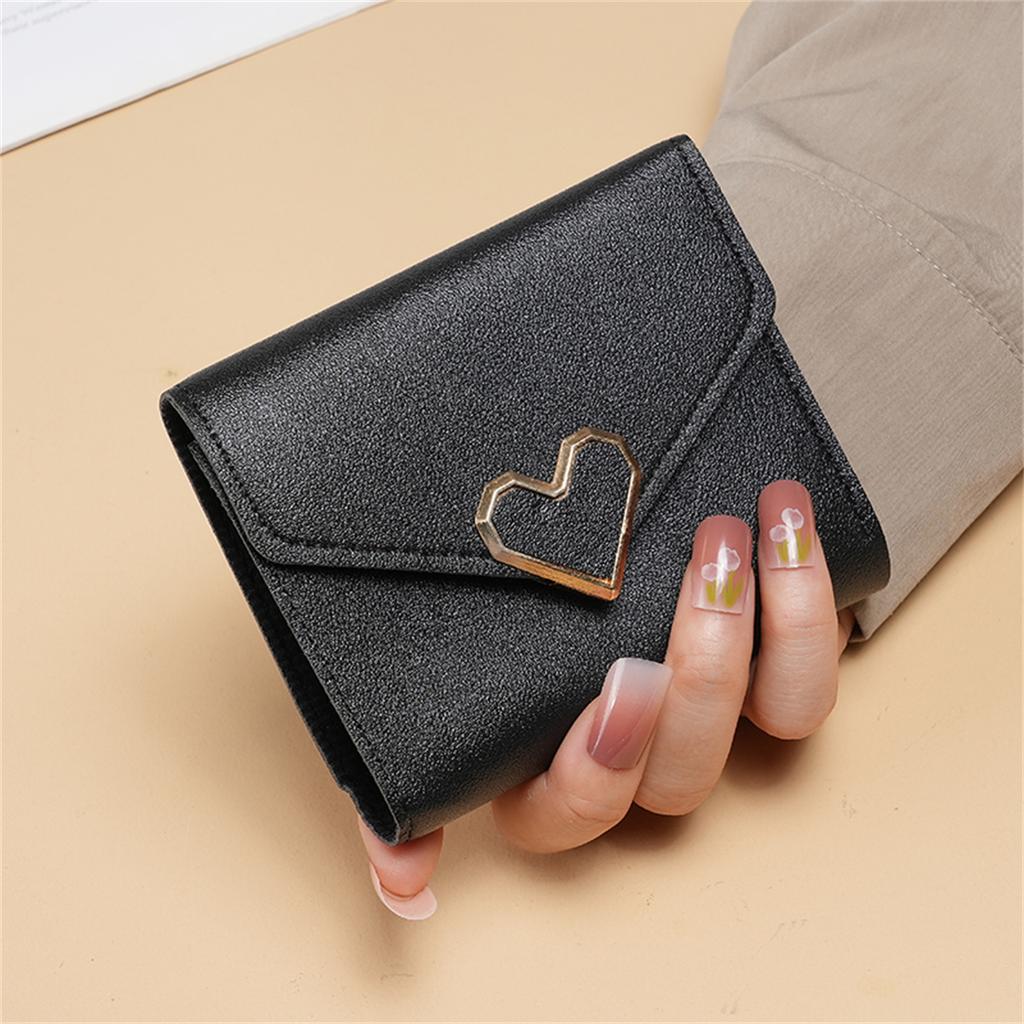simple purse female students Korean short cute mini coin purse  heart-shaped buckle ladies wallet