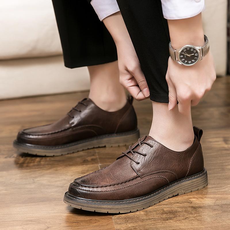 2024 New Arrival Sports Men's Leather Casual Shoes Casual Luxury Lace-Up Oxford Shoes Comfortable Office Outdoor Walking Shoes