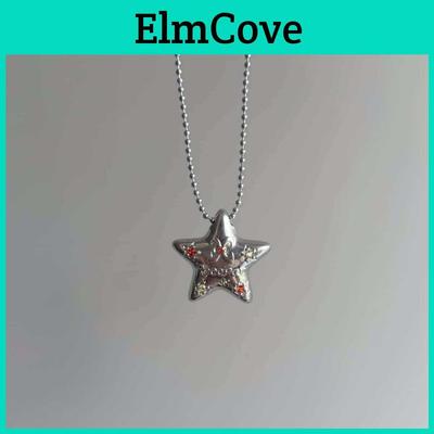 Lucky Star Geometric Pendant Necklace With Alloy Chain For Women