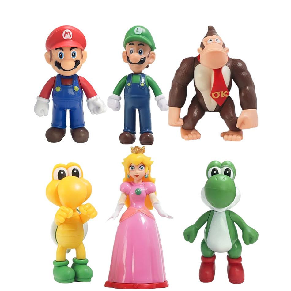 6/12pcs S Marios Bros PVC Action Figure Toys Dolls Model Set Luigi Yoshi Donkey Kong MushroomFor Birthday Gifts decorative