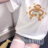 Female Casual Fashion Clothes Cute Monkey Holding Mug Stars Graphic TShirt Women Summer Short Sleeve Top