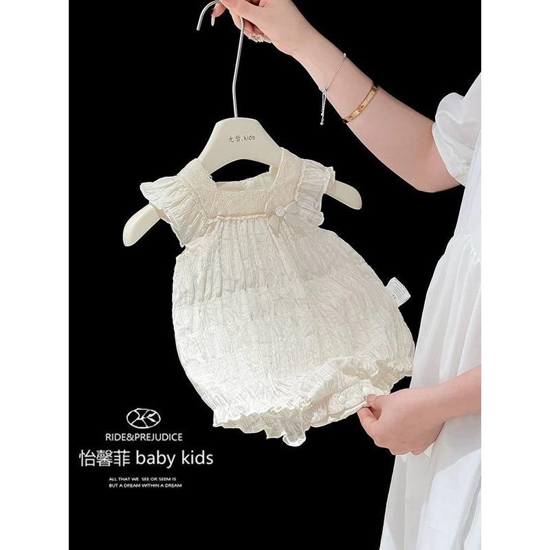 Thin Summer Baby Girls Romper Stylish Princess Wrap Hip Bodysuit For Newborn Full Moon 1st Birthday Outdoor Crawling Outfit