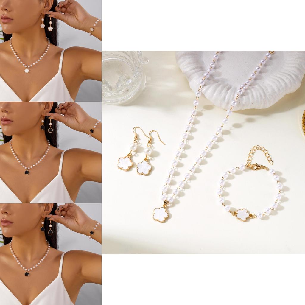 Flower Shape Double Sided Necklace Earrings Bracelet Gift For Ladies