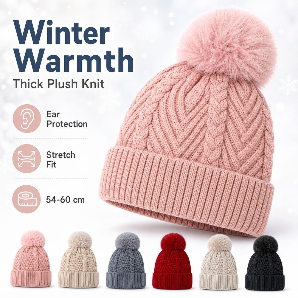 Thickened Knitted Hat Plush Mushroom Cap New Beanie Hats For Men and Women