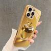 Gold Diamond Crystal For Apple Print Metallic Paint Glass Phone Case For iPhone 17 16 15 14 13 12 Pro Max Plus 17 Air 16E Cover