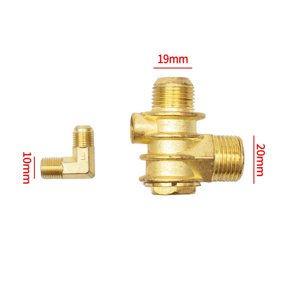 Brass 3-Way Check Valve for Air Compressor with Male Threads - Zinc Alloy Construction for Reliable Workshop Tool Replacement