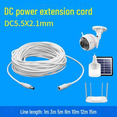 All-Copper 12V DC 5.5x2.1mm Male-to-Female Power Extension Cord for Solar Surveillance Camera
