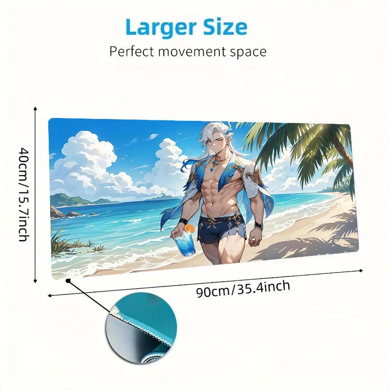 Beach Warrior Drink Large Size Mouse Pad Large Gaming Table Cushion Nonslip Laptop Tablet Big Mousepad Xxl Mat Mini Pc Playmat With Lock Edge