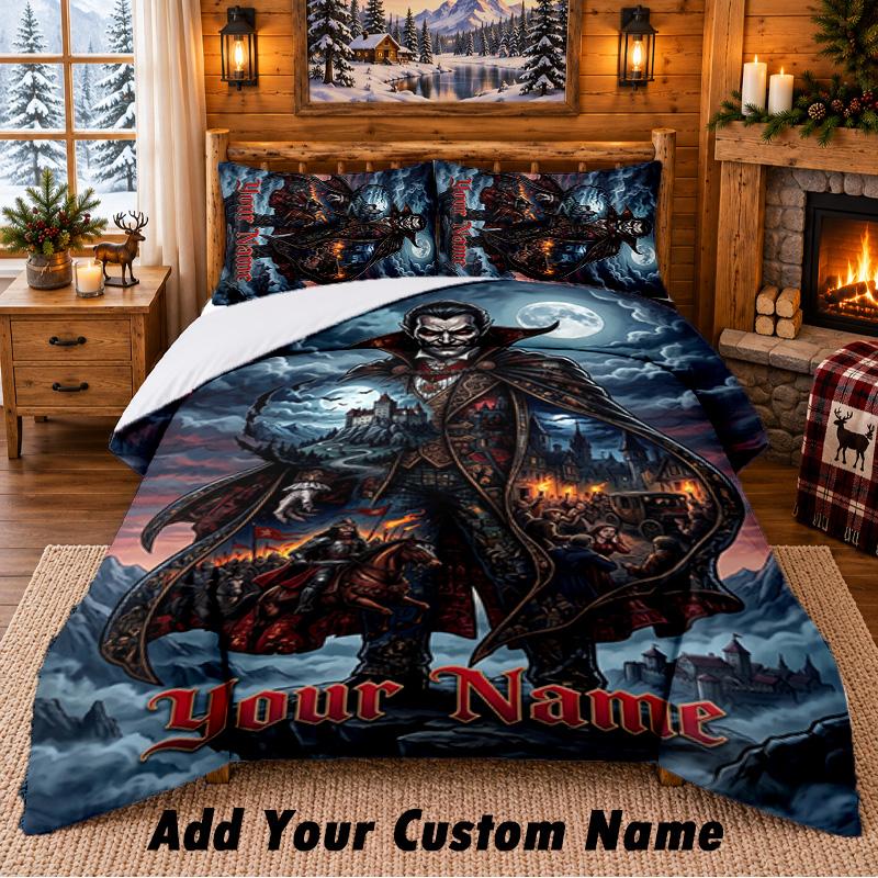 Dracula Individueller Name 3-teiliges Bettwäsche-Set 1 Bettlaken 2 Kissenbezüge Schlafzimmer Heimdekoration