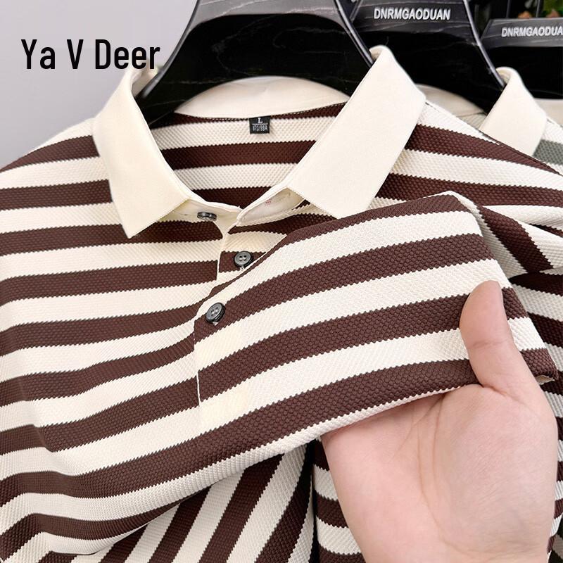 Men s Striped Cotton Blend Polo Shirt 4XL
