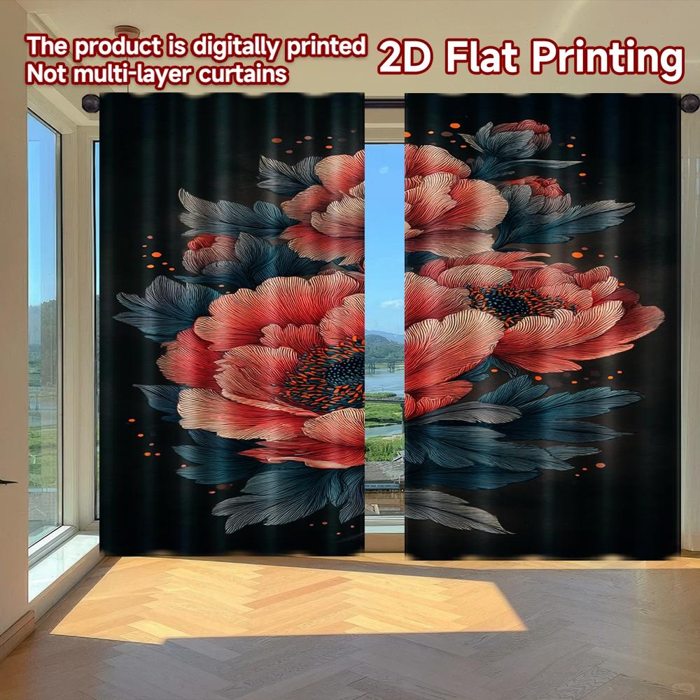 

Flat Printing Curtains Without Rod Floral Elegance Design Saint Patrick Is Day Holiday Versatile Fabric Set Of 2 Made Polyester W100*H70(CM)-Grommet top&2PCS