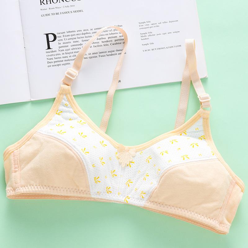 

Детское хлопковое нижнее белье для девочек, подростковый тренировочный бюстгальтер без косточек и с тонким вкладышем, с 2 регулируемыми крючками 35-45KG бежевый