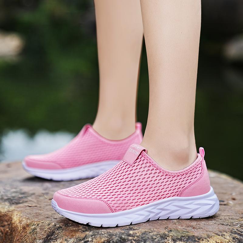 Taoffen Casual Sneakers For Women Slip-On Breathable Flying Weave Sports Shoes Soft Sole Anti-slip Commuting Textiles Lady Shoes